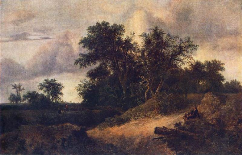 RUISDAEL, Jacob Isaackszon van Landscape with a House in the Grove at France oil painting art